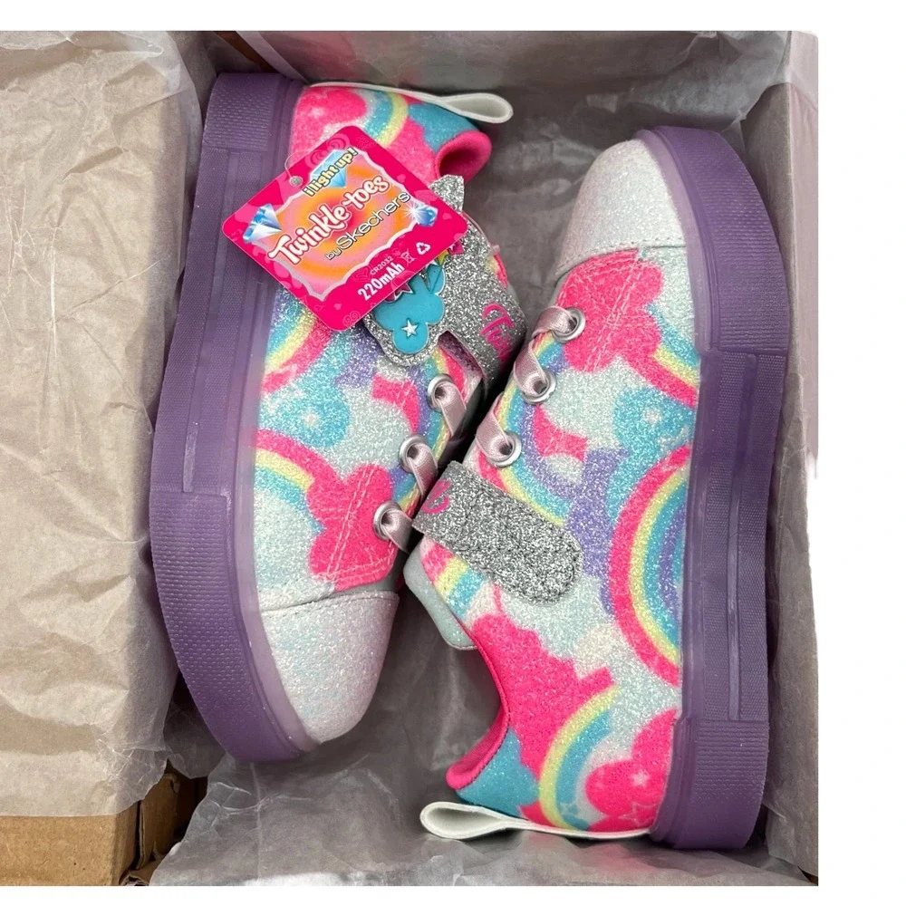 Skechers Toddler Girls Twinkle Sparks Light-Up Sneakers Size‎ 8 Multi Slip-on